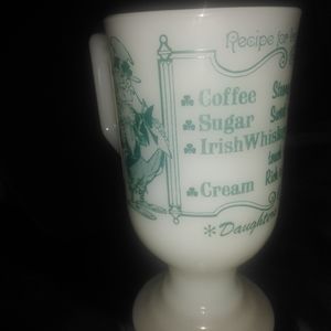 Irish milk glass mug has Bailey's recipe.